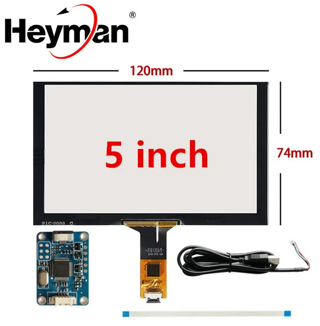 

5 Inch 120mm*74mm Raspberry Pi GPS Navigation Capacitive Touch Digitizer Touch Screen Panel Glass USB Driver Board