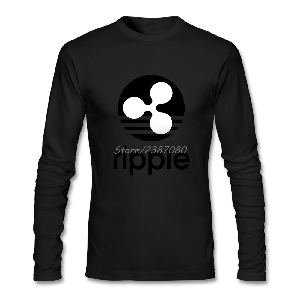 Риппл XRP криптовалюта футболка с круглым вырезом хлопок на заказ длинным рукавом