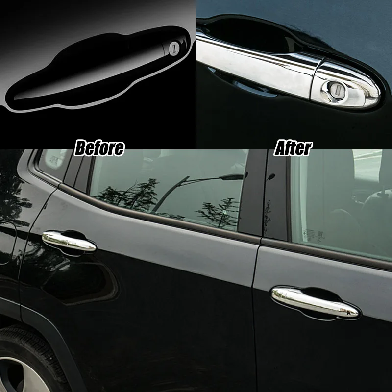 Накладка на боковую дверную ручку для Jeep Compass MP 2017 2018 2019 2020 хромированная накладка