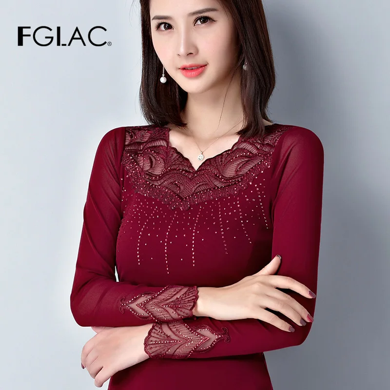 Женская рубашка модная повседневная Весенняя сетчатая с длинным рукавом