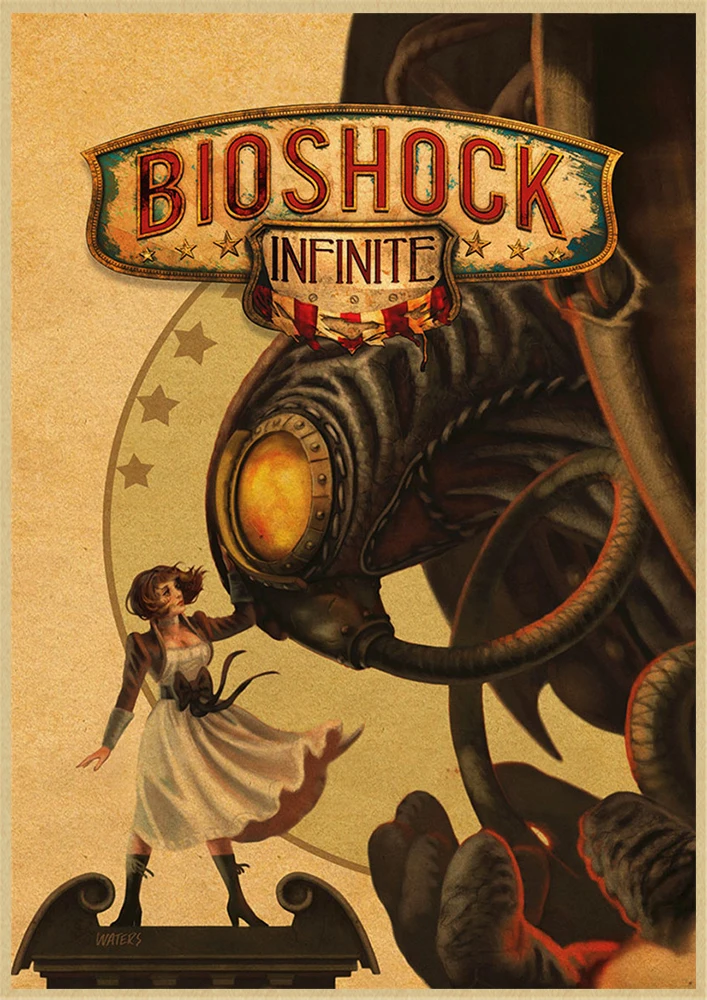 BioShock Retro poster Home Furnishing decoration Kraft Game Poster Drawing Painting Wall stickers - Цвет: Сливовый