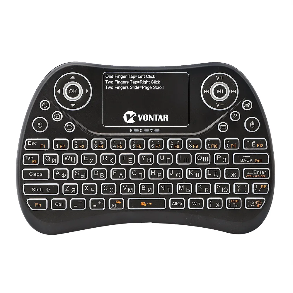 VONTAR TX2 Plus Air mouse QWTREY Keyboard 2,4G Беспроводная Мини-Клавиатура Тачпад Fly mouse с подсветкой Android tv BOX X96mini X96 - Цвет: backlit RU version