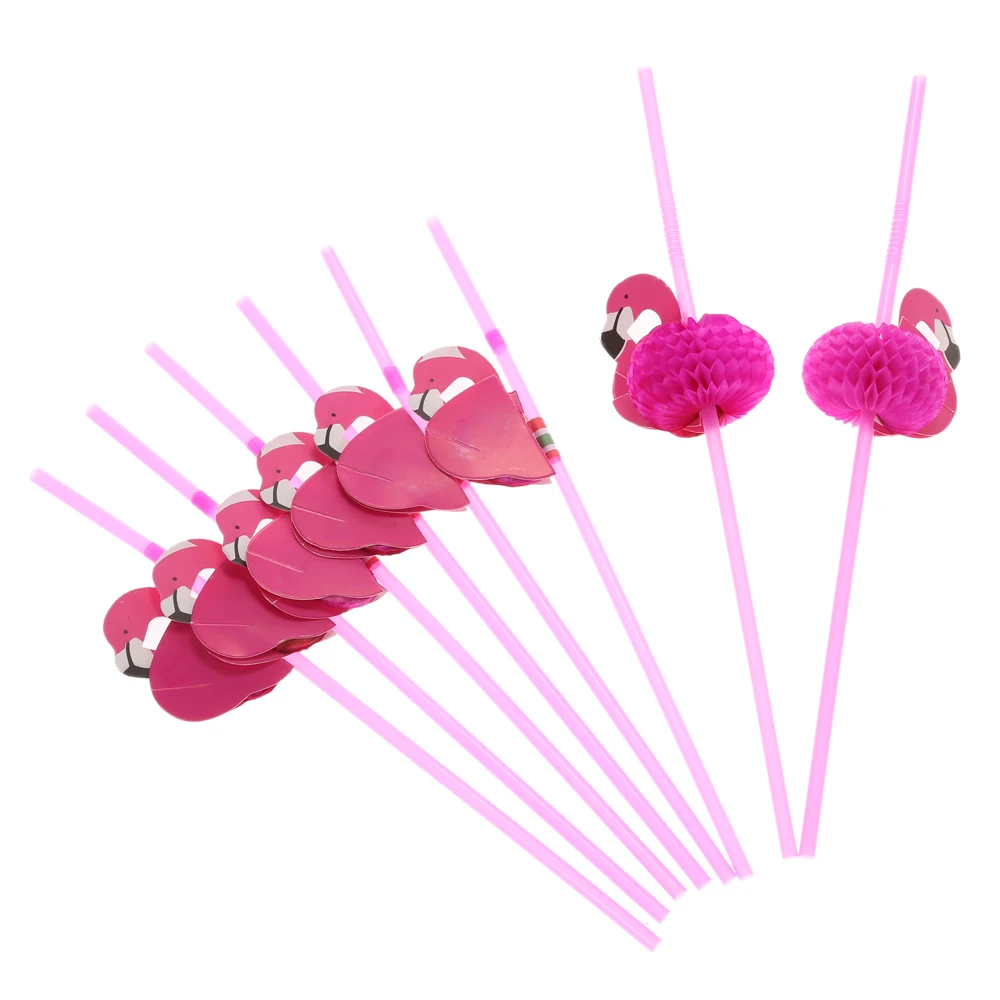 Пластиковые соломинки украшенные фламинго для дня рождения свадьбы