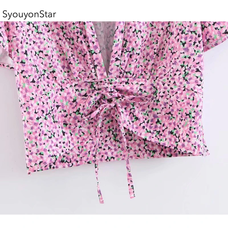 Блузка женская youyonstar фиолетовая блузка с коротким рукавом и треугольным вырезом