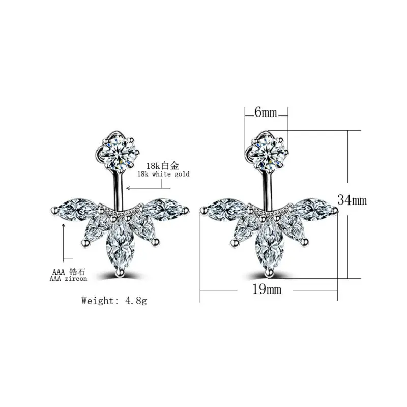 Fashion 925 Sterling Silver Shiny Cubic Zirconia Crystal Beads Neckband Stud Earrings for Women Wedding Bijoux Brincos E472 | Украшения и