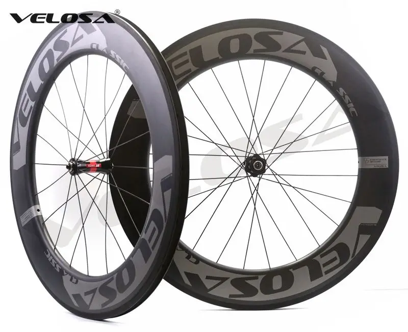 Карбоновые колеса Velosa RACE 80 700C клинкер 88 мм трубчатый DT 240S ступицы Sapim cx ray супер