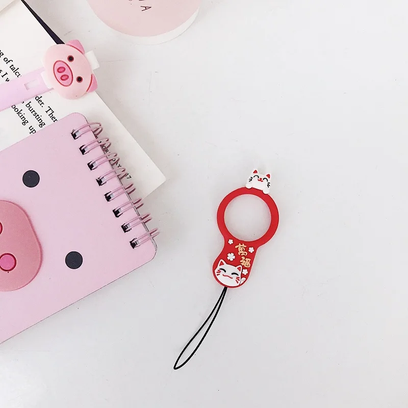 Fortune Cat Мягкие силиконовые Милые мультгерои кольцо ремешок для всех типов PhoneCase/сжать для снятия давления/предотвратить от PhoneFalling - Цвет: Fortune Cat