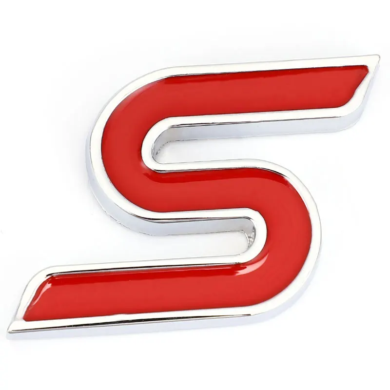 Red Car Stickers 3D Металлическая S Передняя решетка хромированная эмблема бейдж наклейки для автомобиля наклейки для Ford Focus Fiesta Ecosport Kuga Mondeo Everest стайлинга автомобилей - Название цвета: Red Car Stickers