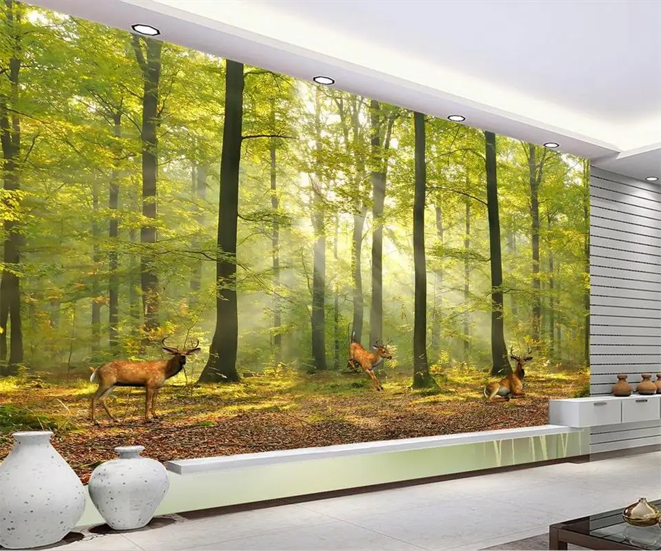 Настенные 3D-обои для комнат фото на заказ с изображением норвежского леса и лося