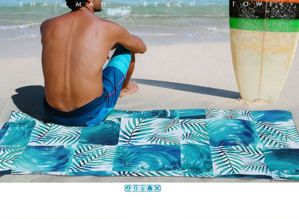 Брендовое пляжное полотенце из микрофибры для путешествий пикника Палм дайвинга