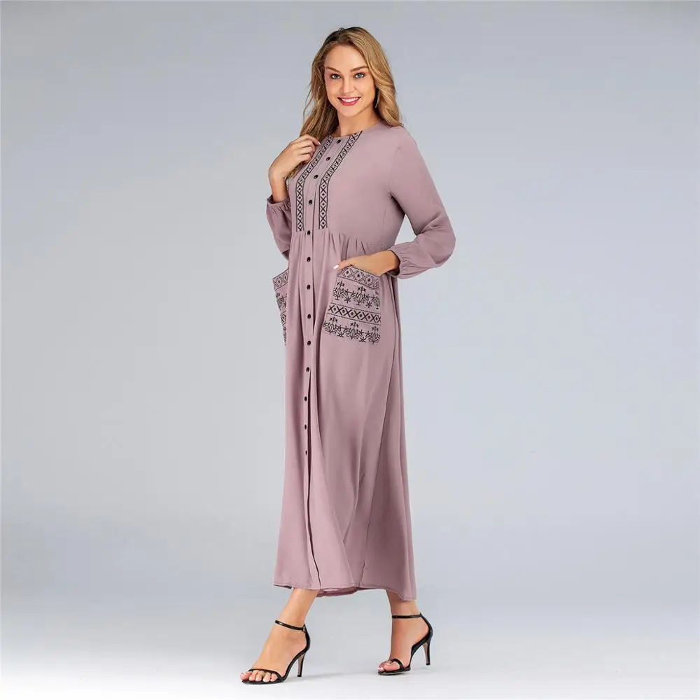 Женское платье в мусульманском стиле женское макси с вышивкой повседневное