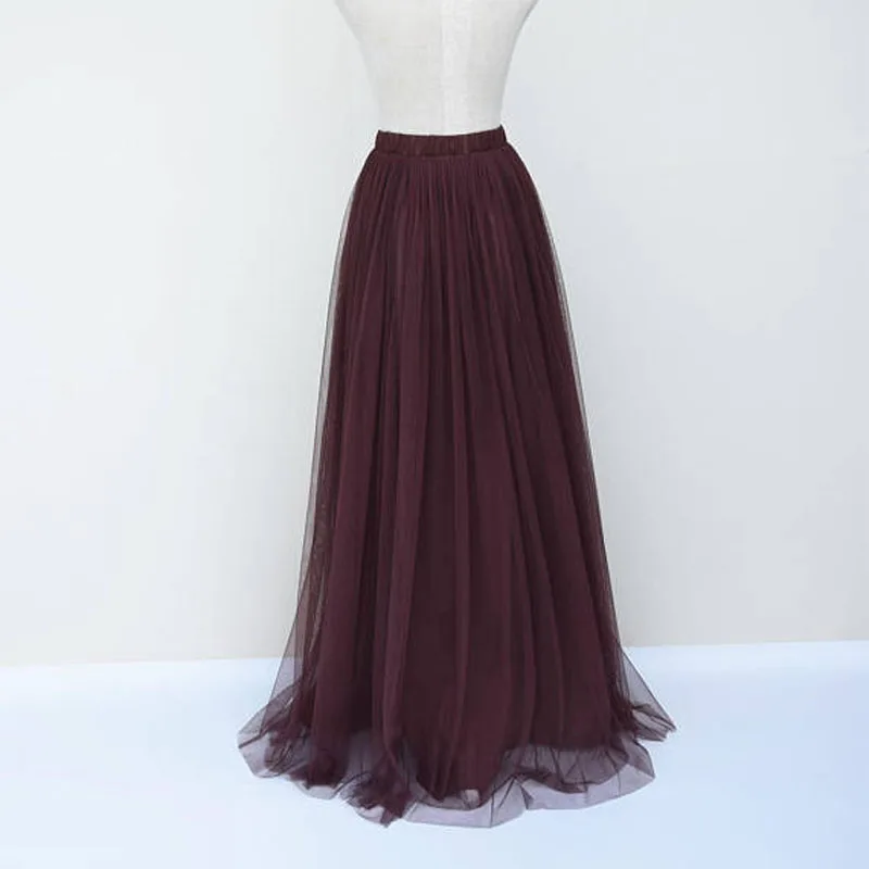 

Faldas Saias Soft Swiss Tulle Skirts Women 3 Layer Tulle And 1 Lining Elastic Long Tulle Skirt Floor Length Elastic Female Saia