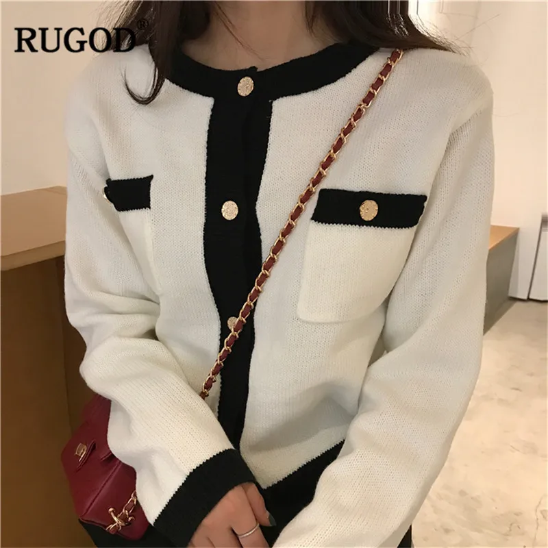 RUGOD винтажные женские кардиганы однотонные с круглым вырезом тонкие