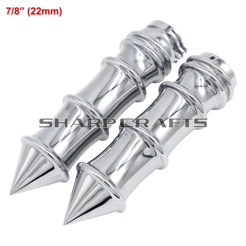 C Chrome 22mm Мотоцикл " или 7/8" шип рукоятки «Огонь» ручные рукоятки для Harley Honda Kawasaki Suzuki Yamaha Cruiser Chopper на заказ - Цвет: C Chrome 22mm