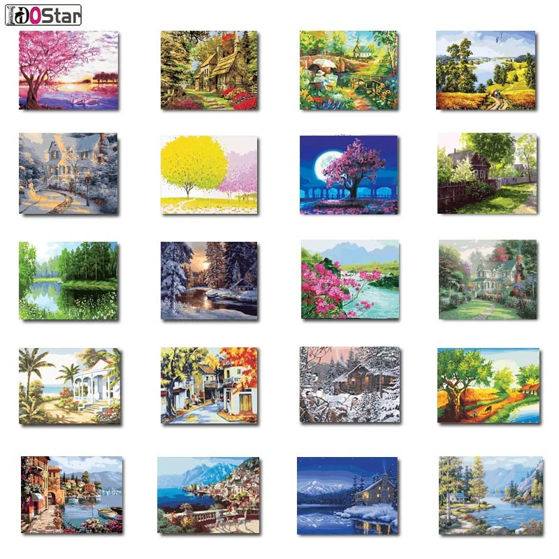 Картины природных ландшафтов по номерам ручной работы Холст Картина маслом