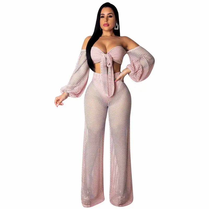 Летний ажурный комплект из 2 предметов женский топ с открытыми плечами и