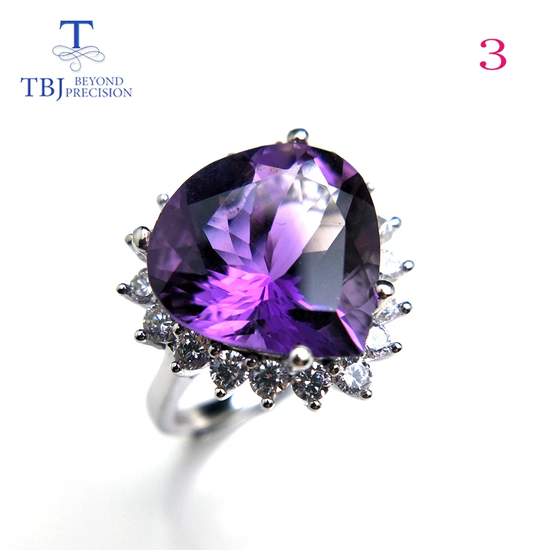 Tbj простой элегантный Африканский аметист кольцо с натуральным аметистом