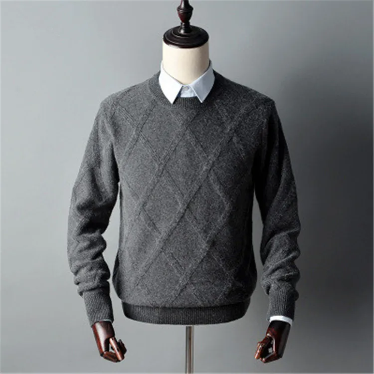 Новая мода 100% кашемировый большой ромбик клетчатый вязаный мужской модный