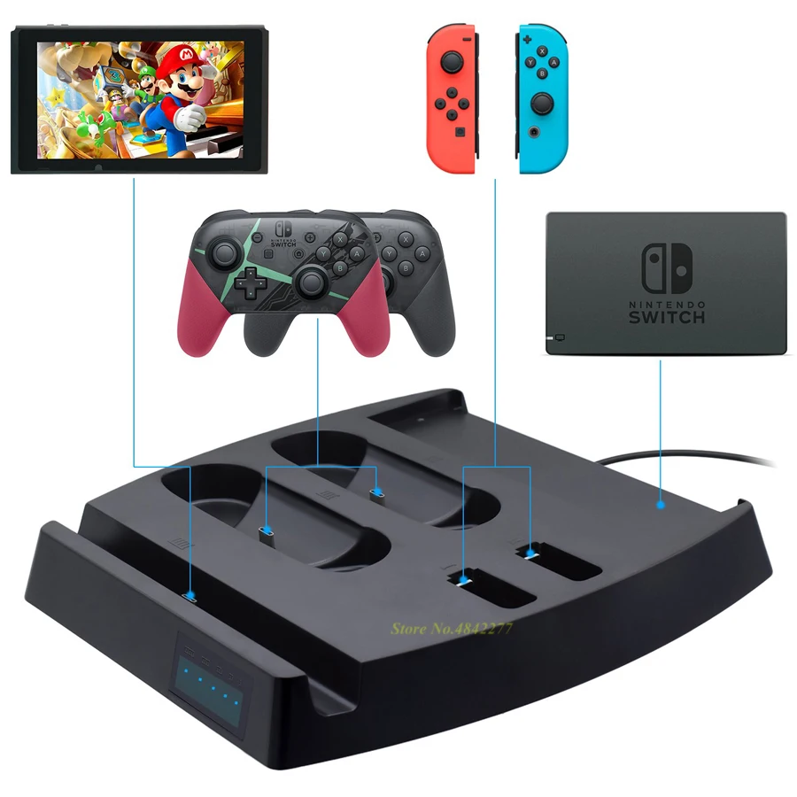 Аксессуары для док станции Nintendo Switch зарядная станция консоль Nintendoswitch Pro контроллер Joycon подставка игр