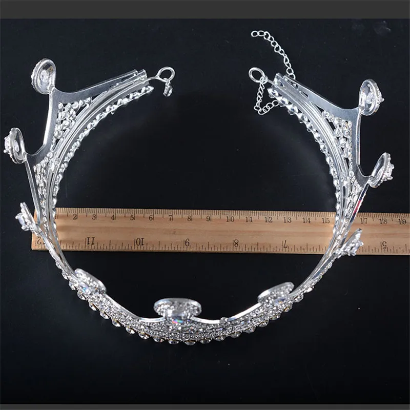 Snuoy King Crown Tiaras Luxury Silver Adjustable Round Crowns for Men/Women Wedding Hair Accessories Queen Diadem fashion style | Украшения