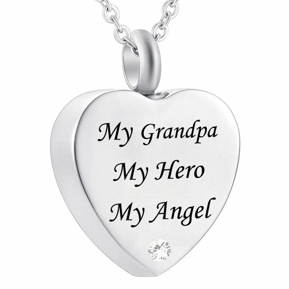 Памятная урна в форме сердца ожерелье для кремации зола кулон-мой дедушка мой