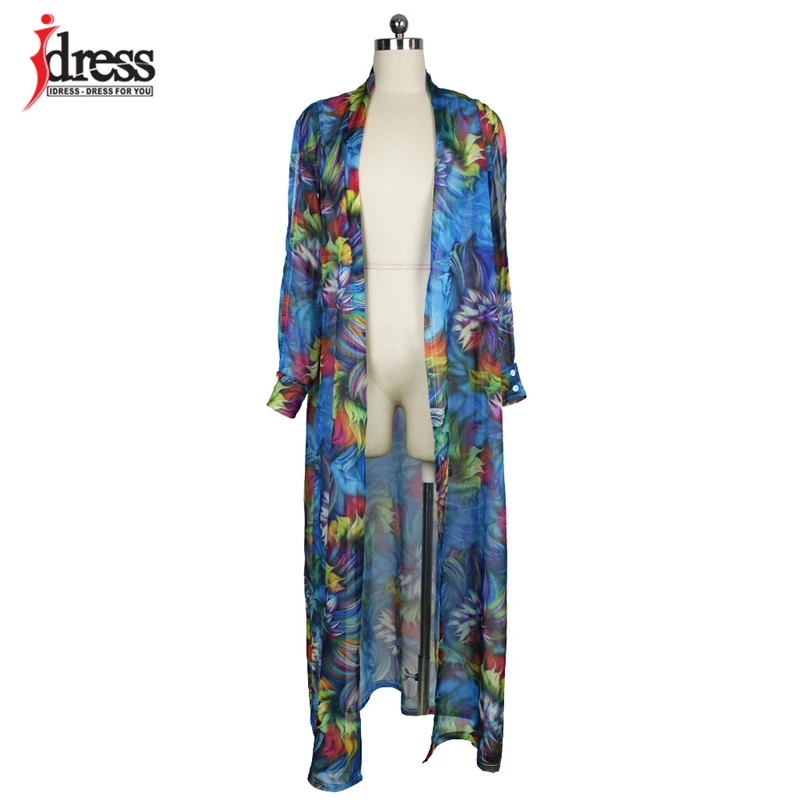 Сексуальная шифоновая накидка IDress с длинным рукавом фонариком Пляжная блузка