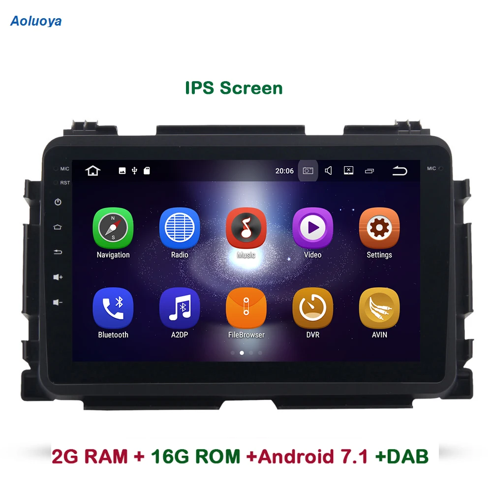 Aoluoya IPS 2 Гб RAM четырехъядерный Android 7 1 автомобильный DVD GPS навигация для Honda Vezel HRV 2015