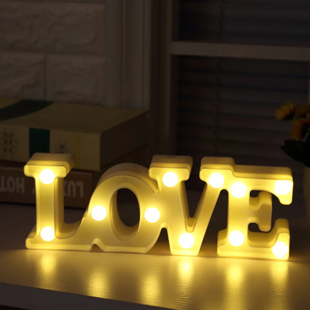 

Love Alphabet Lights LED Light Up Home Decor Wedding Anniversary Decoration White Plastic Letters Standing Hanging A65