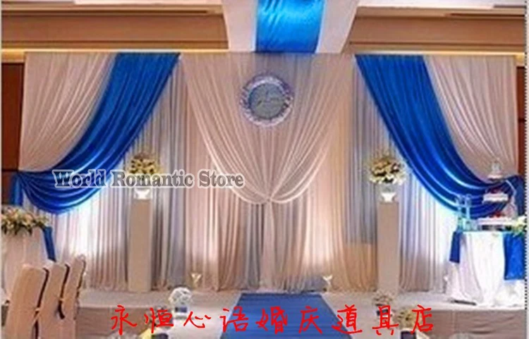 Романтические белый свадебный фон с королевской синей драпировкой|Фоны для вечеринки| |