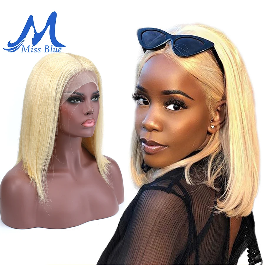 Missblue кружевные передние человеческие волосы парики для черных женщин прямые 613 блонд короткий Боб кружевные парики бразильские волосы предварительно выщипанные волосы