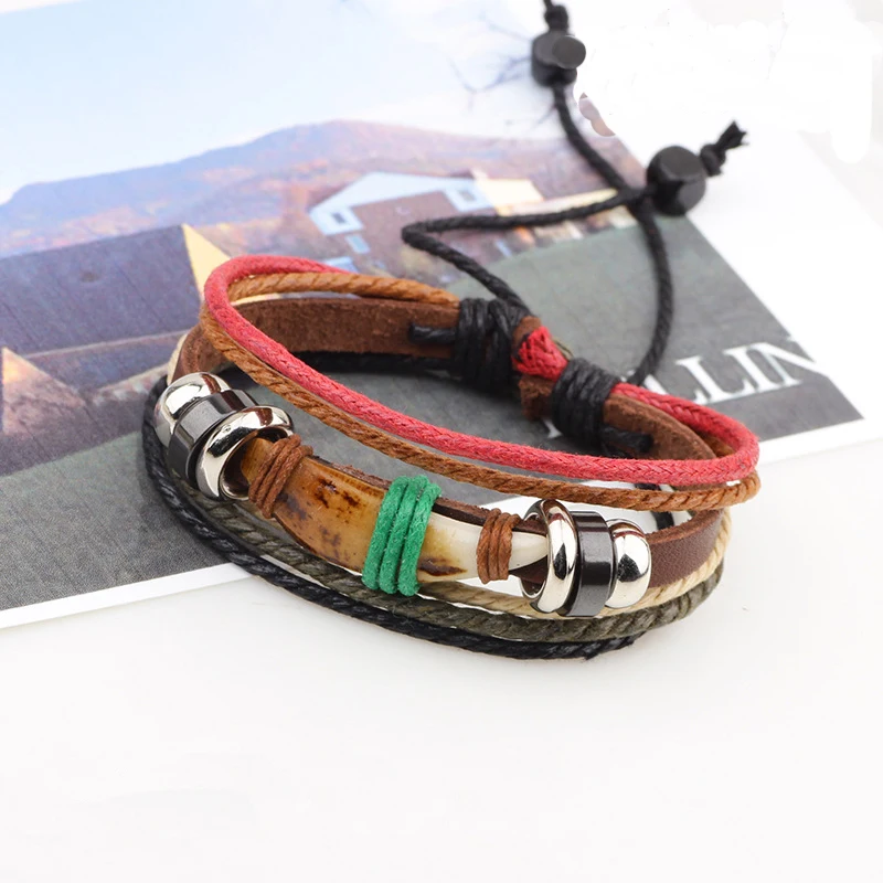 В римском стиле шарик круглый с заклепками браслет мужской ткань кожаный для Для