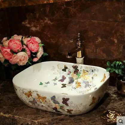 Фарфоровая художественная керамическая прямоугольная мойка для ванной комнаты