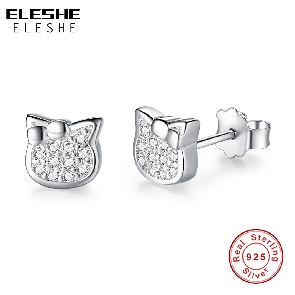 Женские серьги гвоздики из серебра 925 пробы в виде кота|Серьги-гвоздики| |