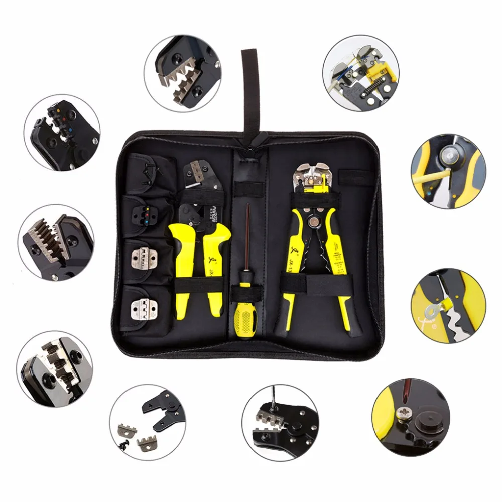 

4 In 1 Wire Crimper Hand Tools Kit Engineering Ratchet Terminal Crimping Plier Wire Crimper + Wire Stripper+S2 Screwdiver