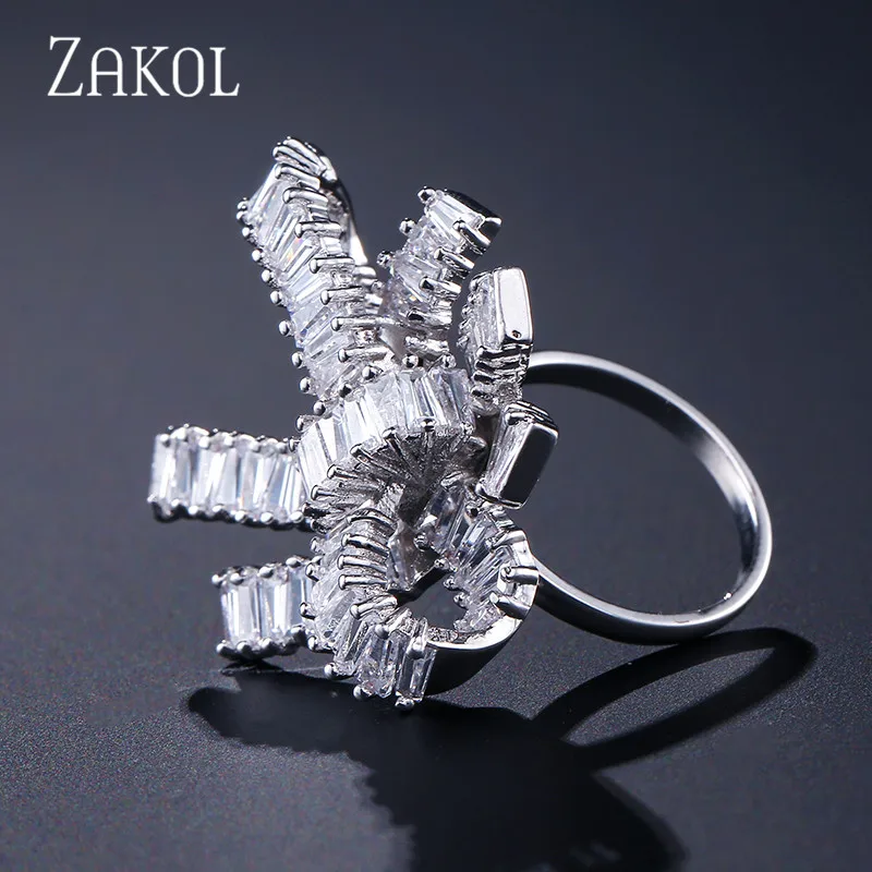 ZAKOL белый кубический циркон ювелирные изделия для женщин обручальные кольца с