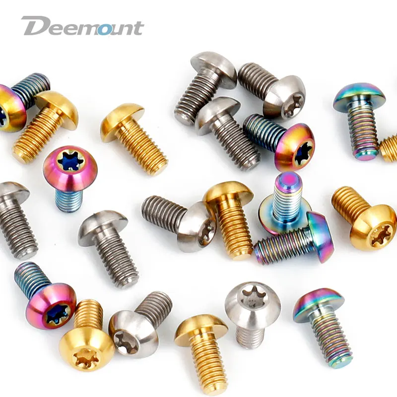 Deemount M5x10mm Disk Brake Rotor Bolts T25 Torx Titanium Bicycle Parts MTB Mountain Bike Brake Rotor Ti Screw 6PCS or 12PCS