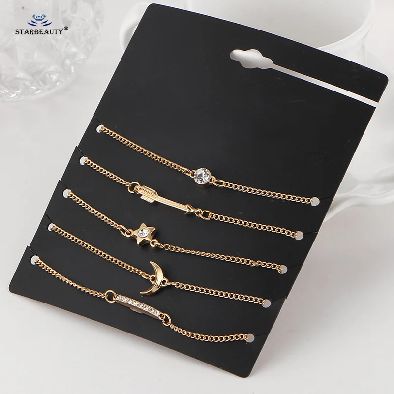 Starbeauty 5 шт./лот новый круглый браслет с кристаллами и звездами женский милый Луной