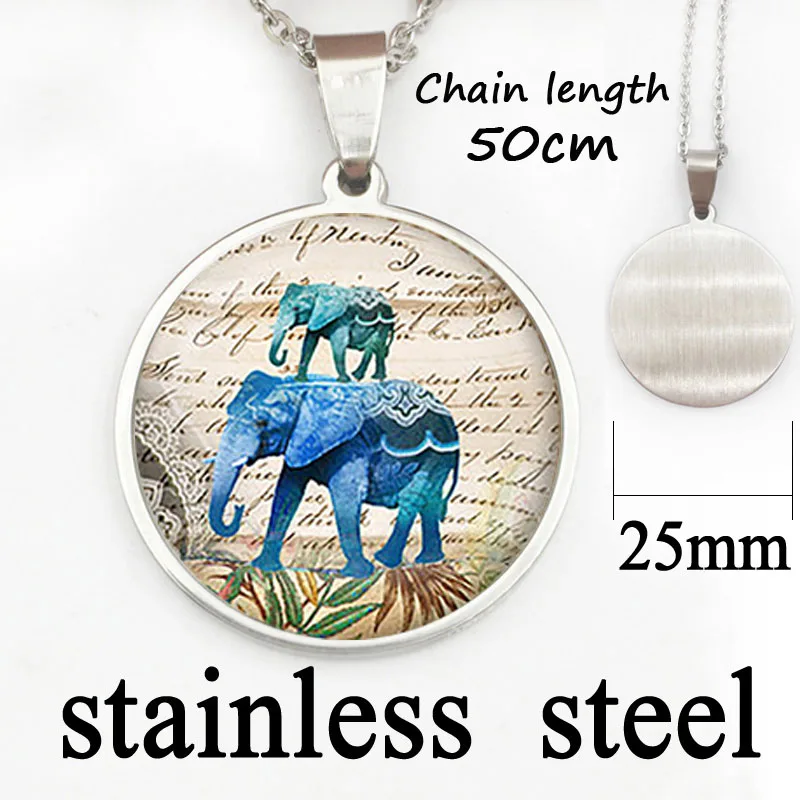 Синие Слоны на парадном стеклянном кулоне. Ожерелье в виде синего слона