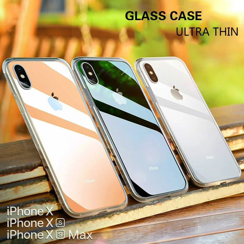 Роскошный прозрачный стеклянный чехол для iPhone 13 12 11 Pro MAX XSMAX XR X XS SE20 7 8 6 6s Plus тонкий