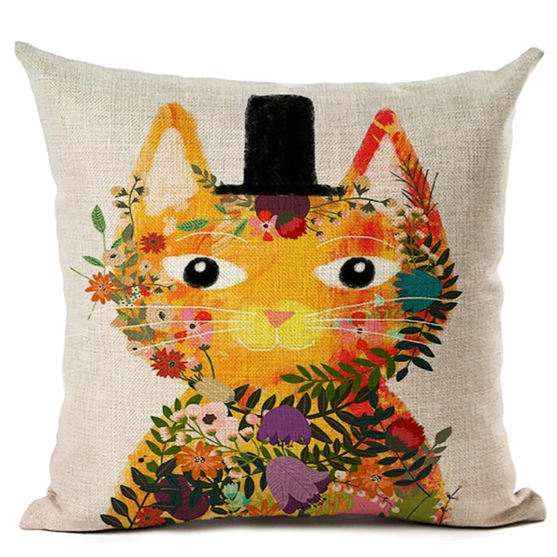 Винтажная Цветочная наволочка кошка подушка для автомобиля диван сиденье евро