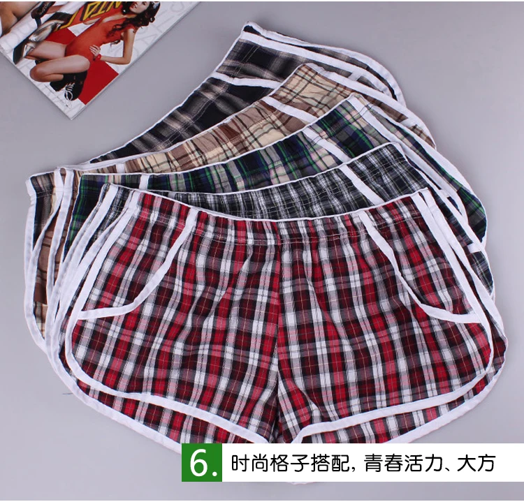 Мужские хлопковые домашние шорты WJ в клетку повседневные wj 4012 DK | Мужская одежда