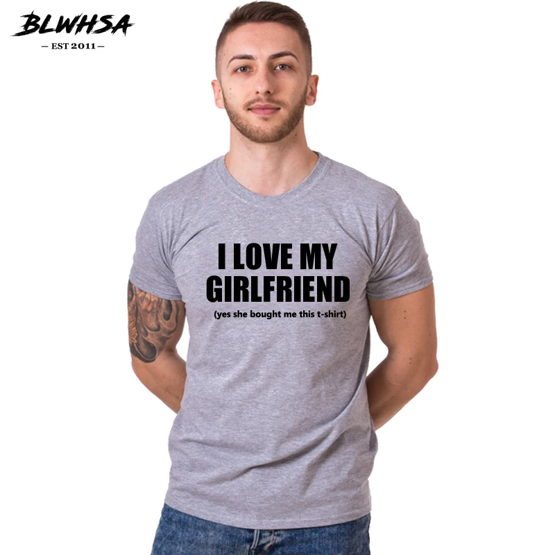 Футболка мужская хлопковая с надписью I Love My Girl забавная тенниска короткими