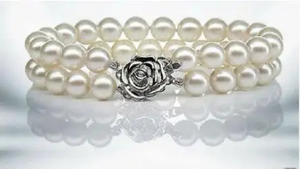Shipping &gt&gt new hot Genuine 8-8.5mm Double-Deck white pearl bracelet 7.5 ~ 8 inches | Украшения и аксессуары