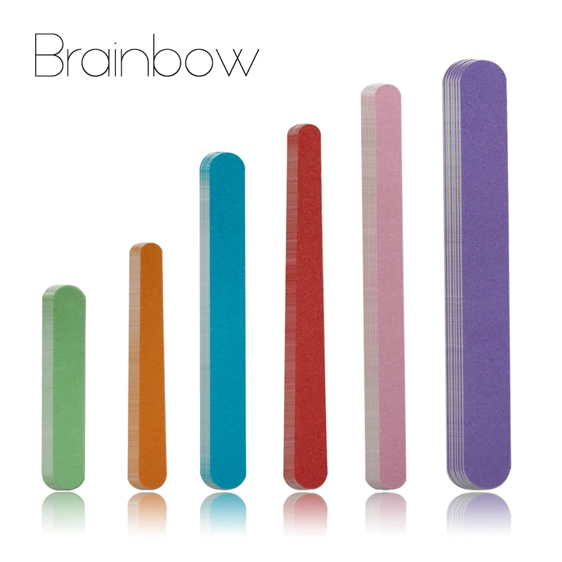 Brainbow 60 шт./упак. пилки для ногтей 150/150 дерево наждачная бумага двухсторонний