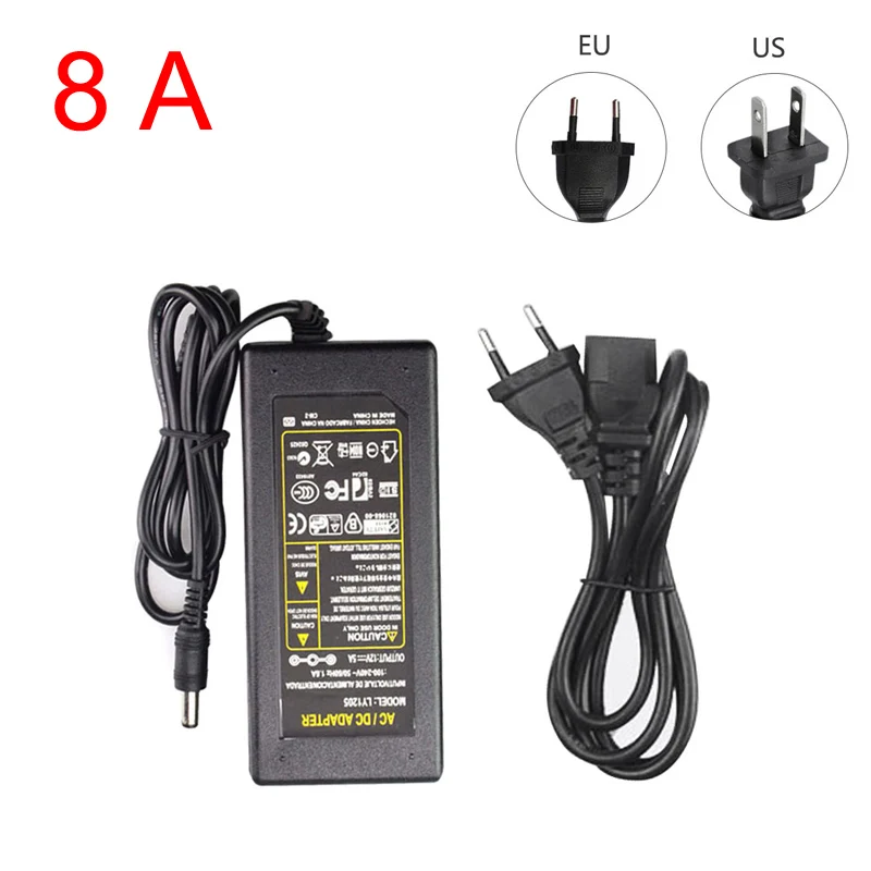 8A 12V источник питания 1A 2A 3A 5A 6A 8A 10A 85-265V входные трансформаторы светодиодные ленты адаптер конвертер 110V 220V 240V - Цвет: 8A