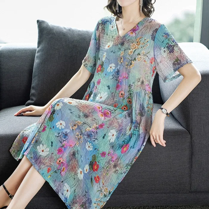 Plus size Dresses Floral Women Casual Long Loose Summer Beach Party Dress Elegant Vestidos Clothes 2019 Ladies dresses | Женская одежда
