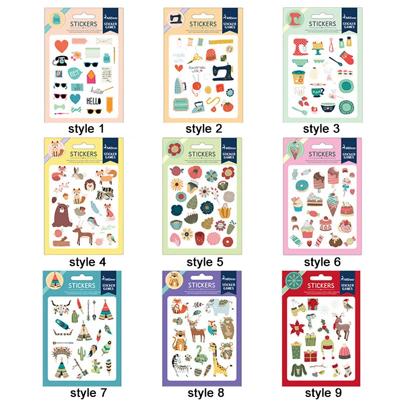 Чудесные наклейки Mideer яркие 9 видов стилей с героями мультфильмов на выбор для