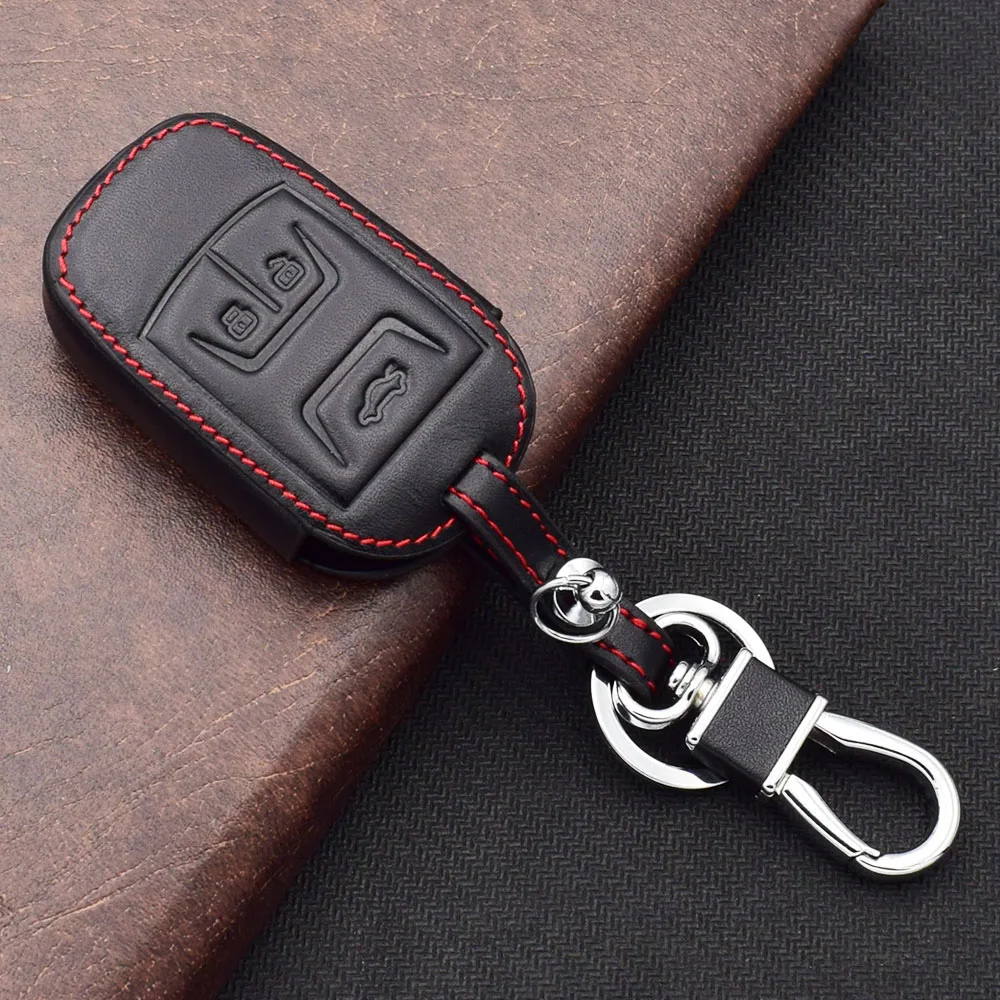 Чехол для ключей из натуральной кожи ATOBABI Chery Tiggo 3 5 ARRIZO 7 E3 E5 Bonus Button Smart Auto Remote Fob Shell