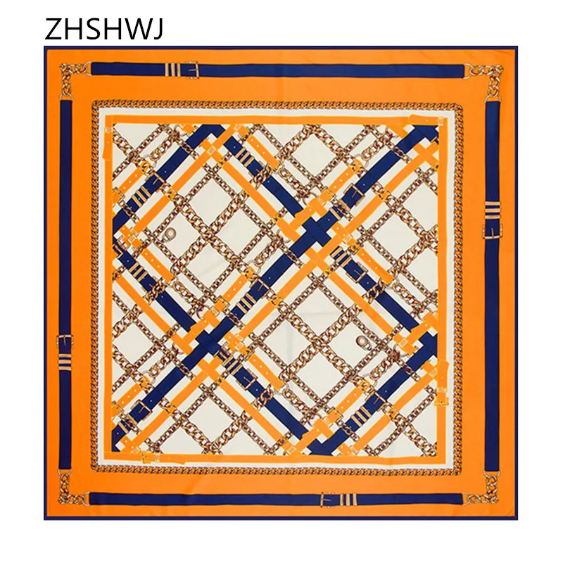 [ZHSHWJ] 100% шелковый шарф роскошный модный большой бренд бандана 130 см * женский пояс