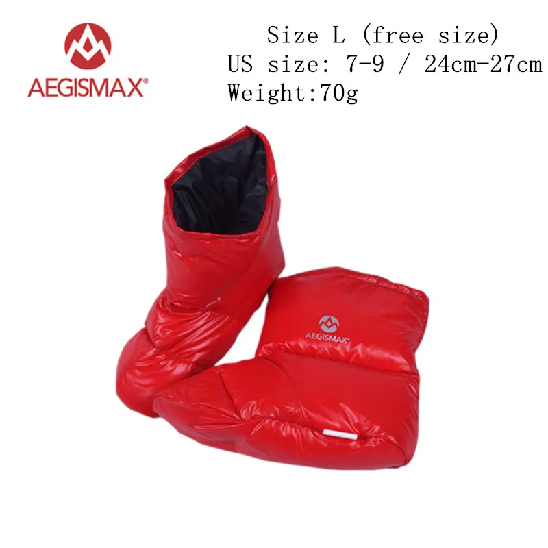 Red L AEGISMAX пуховые ботиночки; спальный мешок; аксессуары; тапочки на утином пуху; сверхлегкие мягкие носки для кемпинга; теплые домашние тапочки унисекс - Цвет: Red L